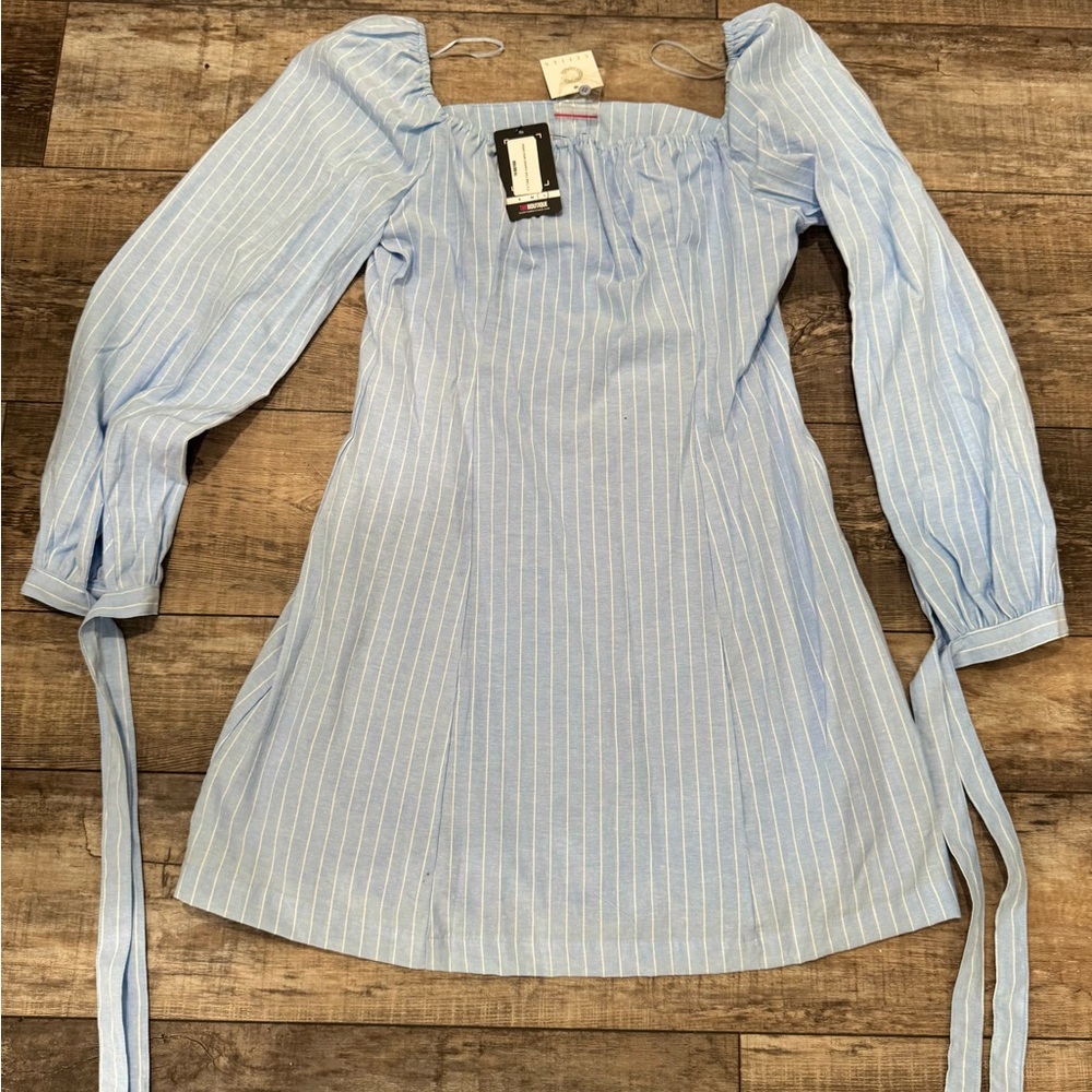 Blue Striped Midi Dress